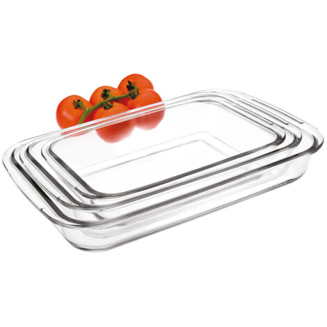 Ibili Set 3 KRISTALL Plat à four rectangulaire, acier inoxydable, Cranberry, 47 x 26 x 8 cm