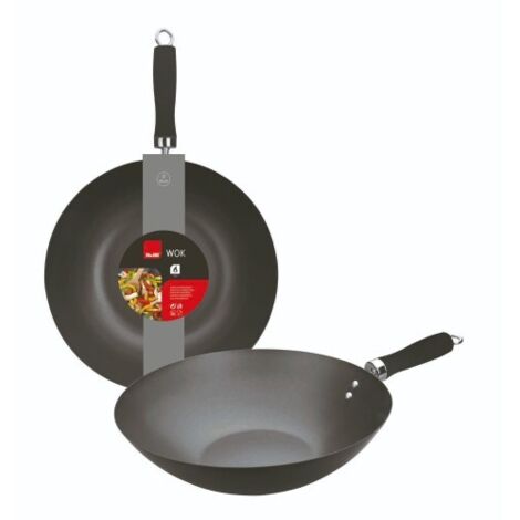 Ibili Wok 30 cm Acero al Carbono Antiadherente Plateado