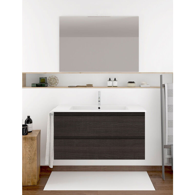 Ibiza Badezimmer Set mit 2 Schubladen, 8 verschiedene Farben, 15 Maße, inkl. Möbel, Waschbecken und Spiegel, Sand 60x45Cm  - Onlineshop ManoMano