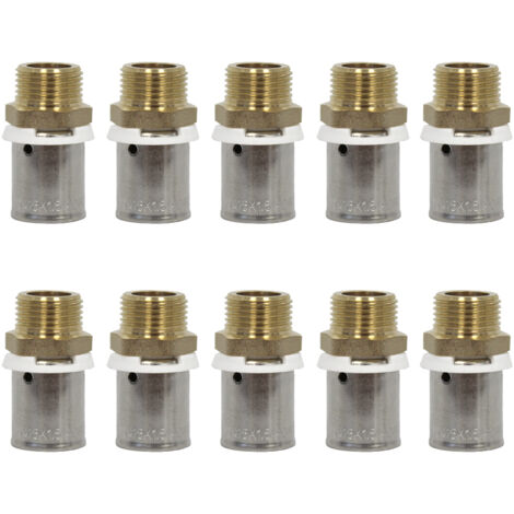 Ibp Bänninger – Lot de 10 raccords PER à sertir Ø16x1,5 mm – Mâle 3/8 (12/17) – Connexion étanche pour eau chaude – Compatible tube PER standard