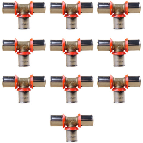 Ibp Bänninger – Lot de 10 raccords Té PER à sertir égal Ø16x1,5 – Raccords pour eau chaude sanitaire et chauffage – Compatible avec tubes PER