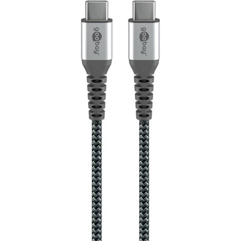 Ic intracom textilkabel 493027-usb-c stecker/usb-c stecker 1 m grau