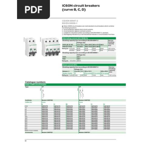 iC60N 4P D 32A , D 25A , D 20A , D 10A SCHNEIDER A9F45432 A9F45425 A9F45420