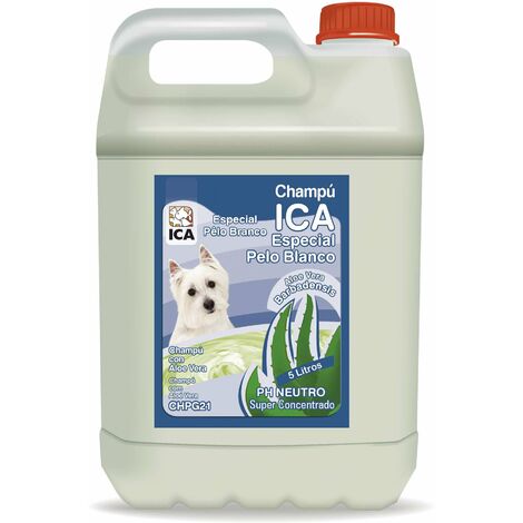 ICA CHPG21 - Shampoo Speciale per Capelli Bianchi con Aloe Vera, per Cani, PH Neutro, Pelo Bianco Intenso e Brillante, con fragranza Talco, 5 l