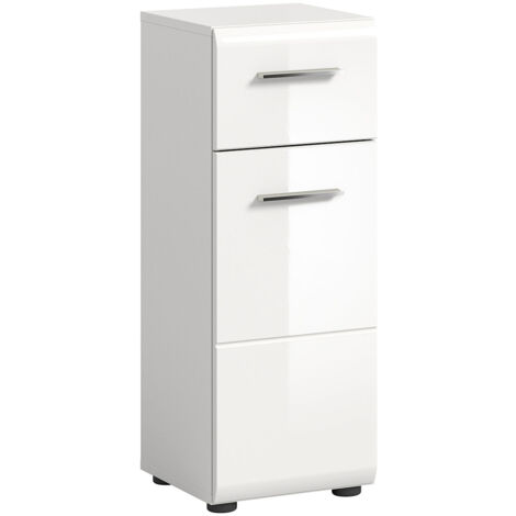 Ice armoire de salle de bain 1 tiroir 1 porte blanc brillant.