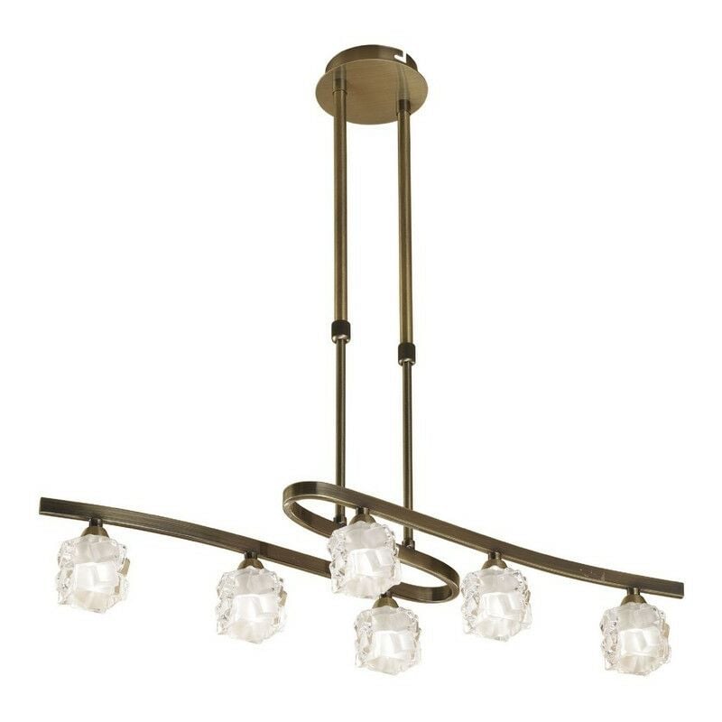 Inspired Mantra - Ice - Telescopic Semi Flush Convertible 6 Light G9 eco, Antique Brass