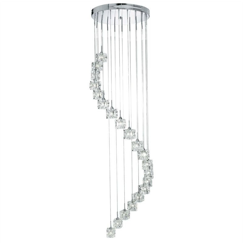 Searchlight Lighting - Searchlight Ice Cube - Integrated LED 20 Light Spiral Cluster Pendant Chrome Finish