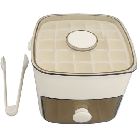 Ice Cube Tray ABS PP 48 Grids 2 Tray Easy Release Ice Cube Box with Lid Storage Bin for Freezer Milk White