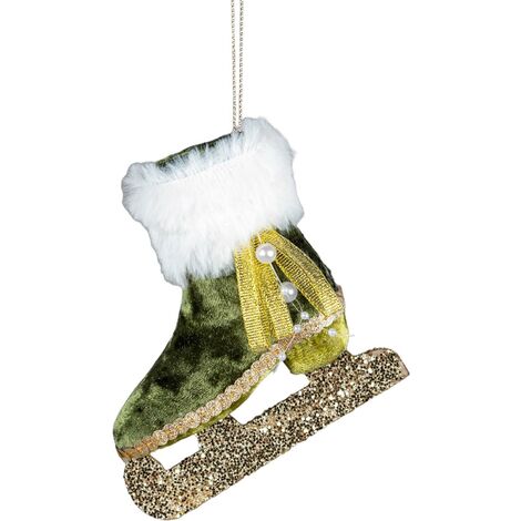 Ice Skate Green 11x12cm - Christmas Hanging Decoration
