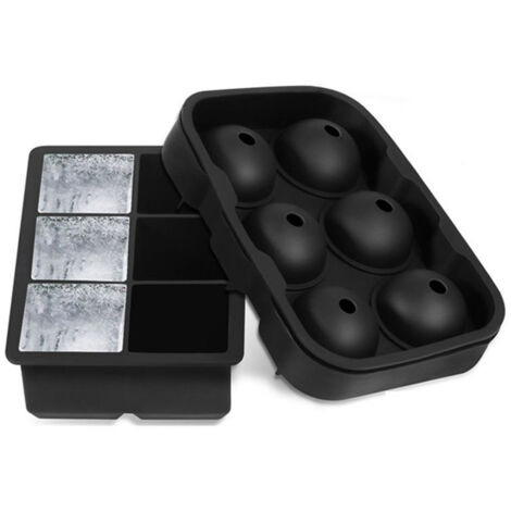 Ice Tray Ice Cube Ball Maker Mold Silicone Box Easy Release with Lid for Bar Home