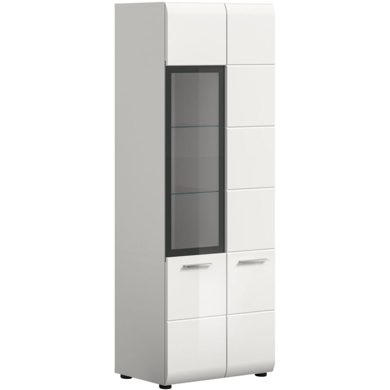M&S Ice Vitrinenschrank 1 Tür, 1 Glastür Weiß, Weiß Hochglanz.
