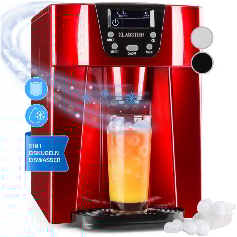 Klarstein - Ice Volcano 2GR Machine à glaçons 2 Ltr led 12kg/24h - rouge