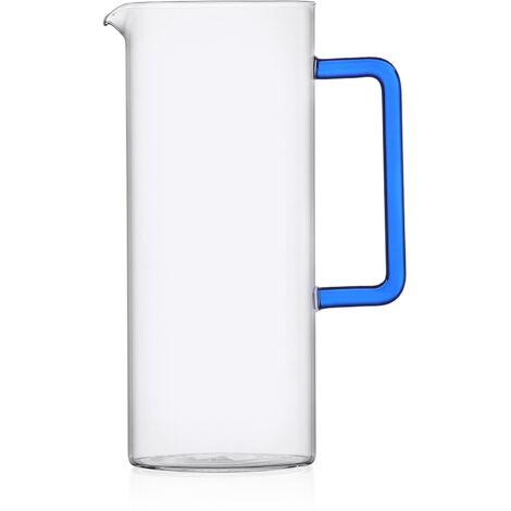 Ichendorf Milano Brocca con Manico Blu, Collezione Tube, 120 cl, Vetro Borosilicato, Fatto a Mano