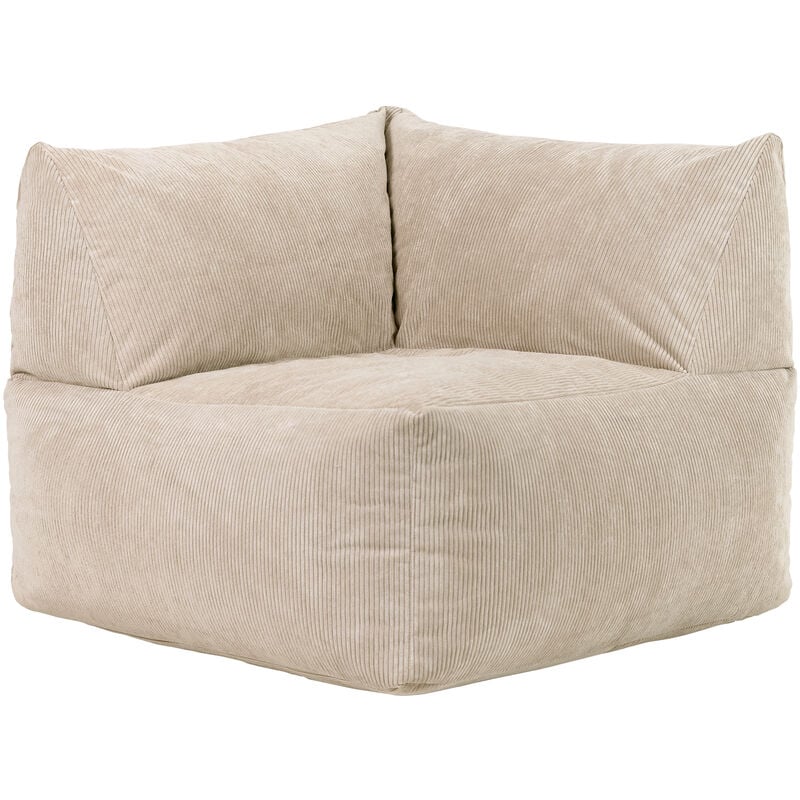 Pouf Angle Modulable en Velours Côtelé Tetra, Beige, oeko-tex - Icon