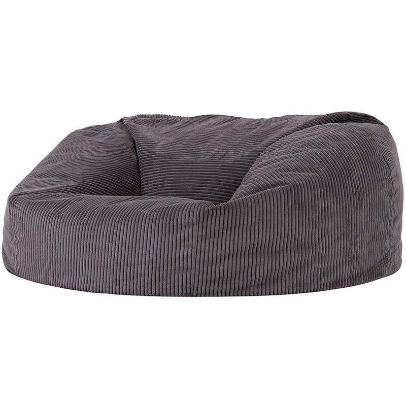 Pouf Canapé en Velours Côtelé 'Soul', xxl Pouf de Salon Deux Places Géant, 160cm x 140cm, Gris Anthracite, oeko-tex - Icon