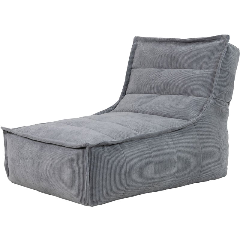 pouf chaise longue en velours côtelé otto, pouf fauteuil de salon xxl, gris - gris - icon