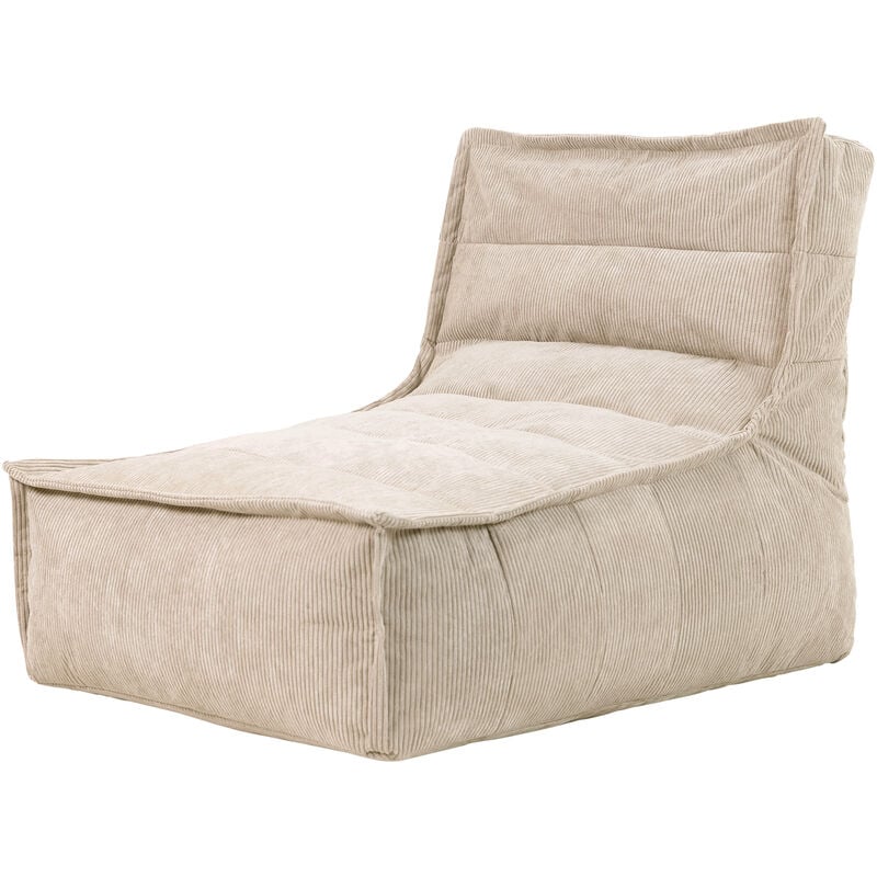 Pouf Chaise Longue en Velours Côtelé Otto, Pouf Fauteuil de Salon xxl, Beige, oeko-tex - Icon