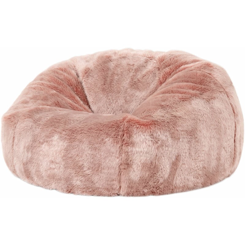 Pouf en Fausse Fourrure, Pouf Fauteuil de Salon pour Adultes, Rose Poudré, oeko-tex - Icon