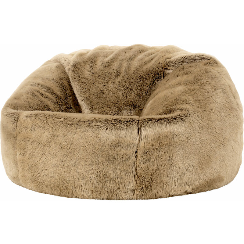 Pouf en Fausse Fourrure, Pouf Fauteuil de Salon pour Adultes, Beige Vison, oeko-tex - Icon