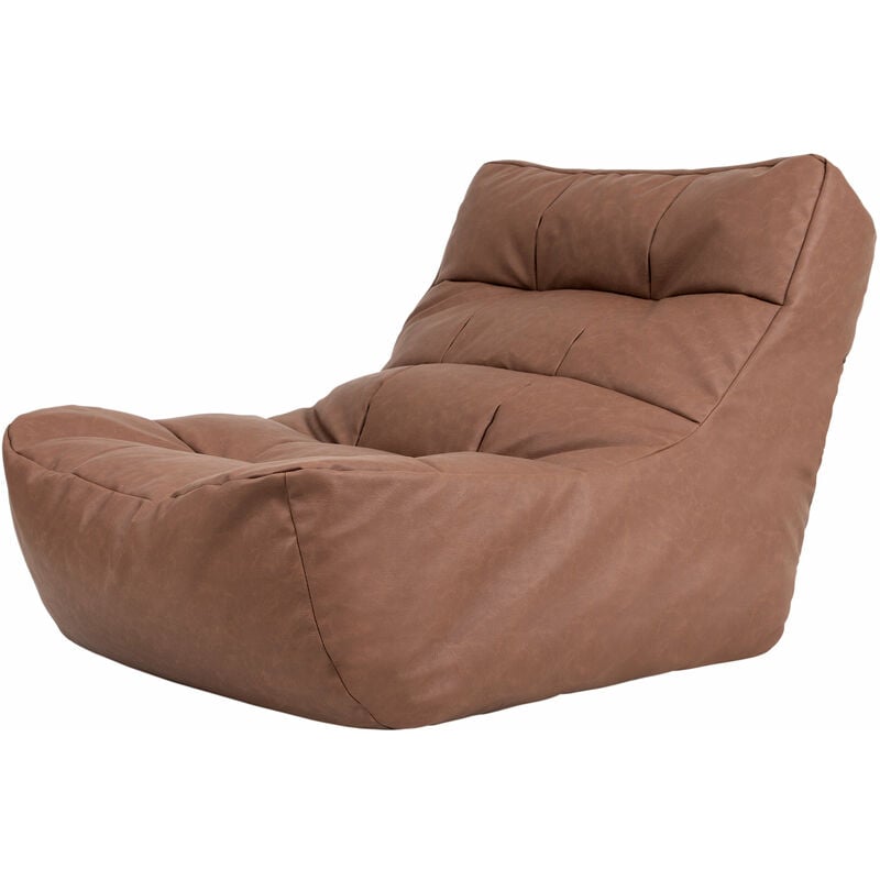 pouf chaise longue en similicuir lorenzo, pouf fauteuil de salon xxl, marron - marron - icon
