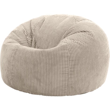 icon Pouf Classique en Velours Côtelé Kingston, Fauteuil Pouf pour Adultes, 85cm x 50cm, Beige Galet, OEKO-TEX