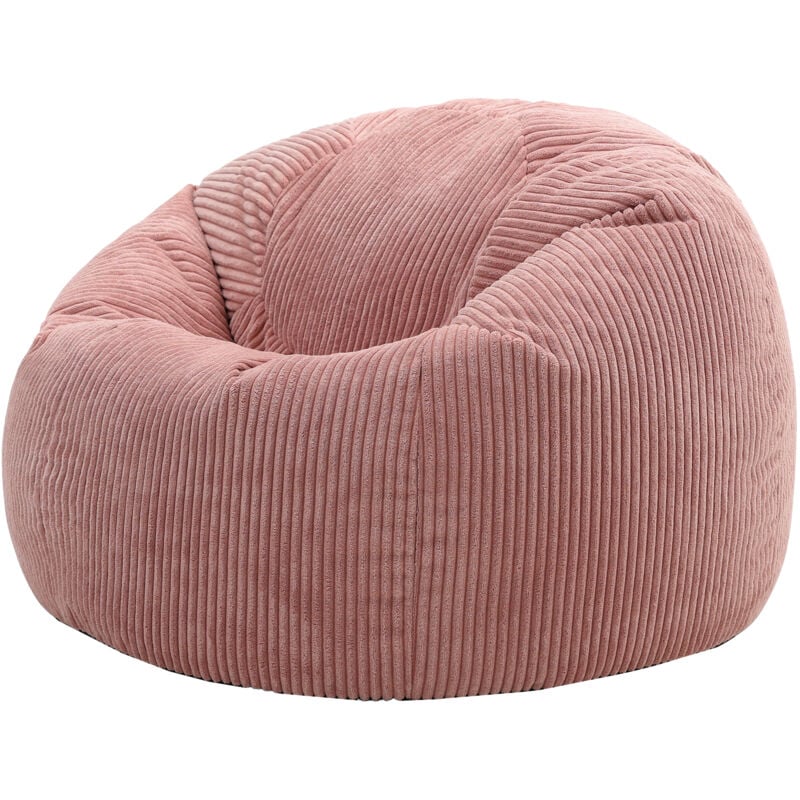 Pouf Classique en Velours Côtelé Kingston, Fauteuil Pouf pour Adultes, 85cm x 50cm, Rose Aube, oeko-tex - Icon