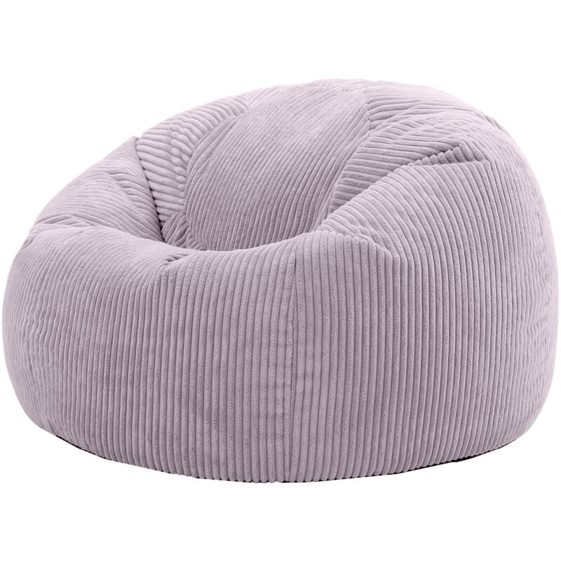 Pouf Classique en Velours Côtelé Kingston, Fauteuil Pouf pour Adultes, 85cm x 50cm, Violet Lavande, oeko-tex - Icon