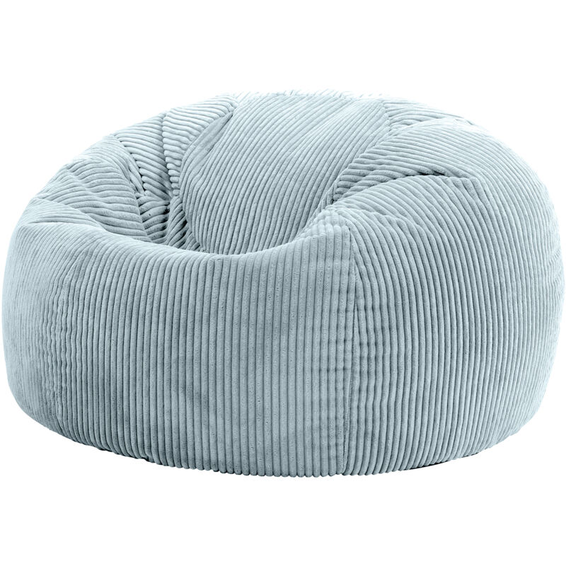 Pouf Classique en Velours Côtelé Kingston, Fauteuil Pouf pour Adultes, 85cm x 50cm, Bleu Glacé, oeko-tex - Icon