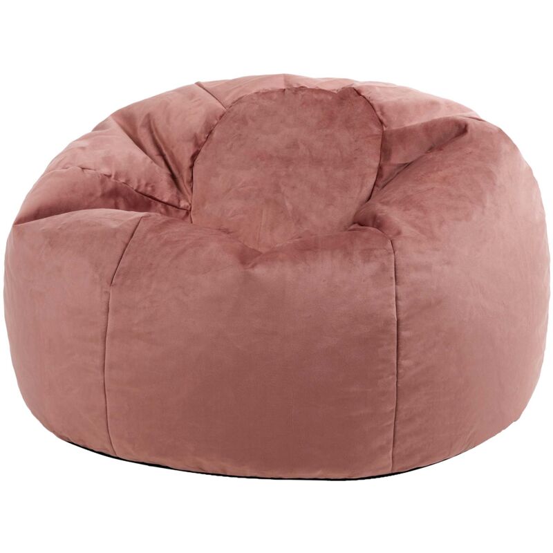 Pouf Fauteuil en Velours Aurora, Poufs de Salon pour Adultes - Grand, 85cm x 85cm x 50cm, Rose Aube - Icon