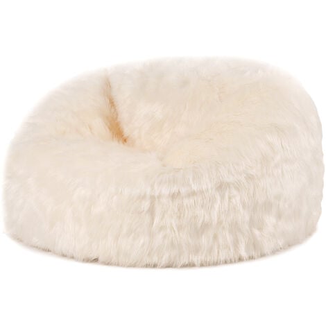 icon Pouf en Fausse Fourrure, Pouf Fauteuil de Salon pour Adultes, Naturel, OEKO-TEX