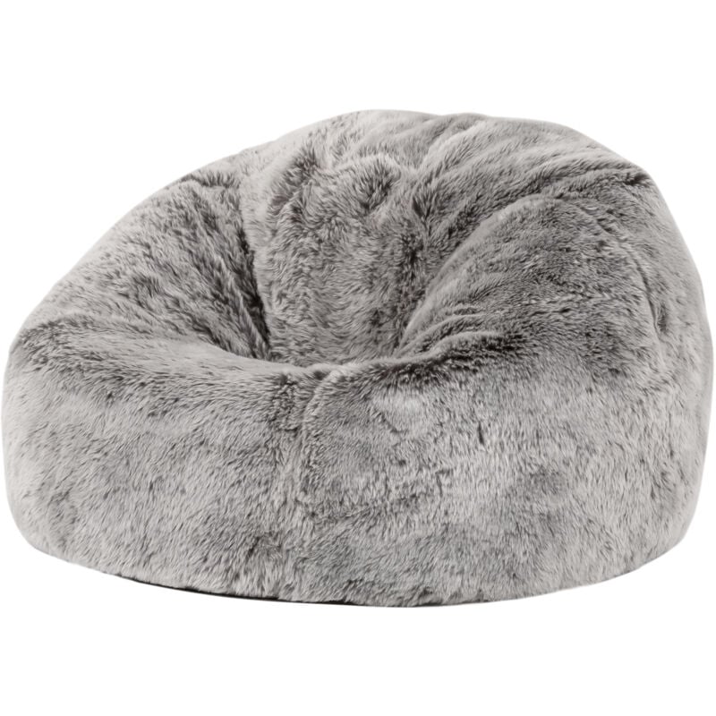 icon Pouf en Fausse Fourrure pour Enfants, Poufs de Salon, Gris Loup, OEKO-TEX