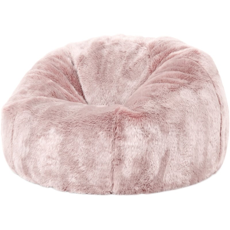 Pouf en Fausse Fourrure pour Enfants, Poufs de Salon, Rose Poudré, oeko-tex - Icon