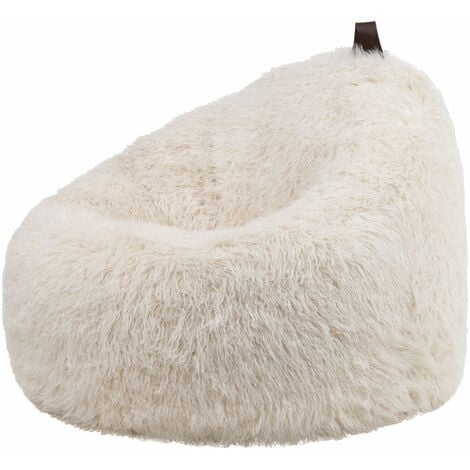 icon Pouf Fauteuil en Fausse Fourrure Cocoon, Pouf Géant de Salon, Pouf Fauteuil pour Adultes avec Remplissage, Blanc, OEKO-TEX