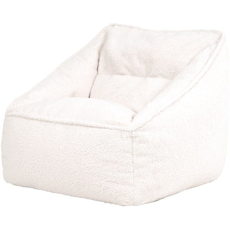 Pouf Fauteuil en tissu borg bouclé Natalia, xxl, Pouf de Salon Géant, Pouf Poire Adultes, Naturel/Crème - Icon