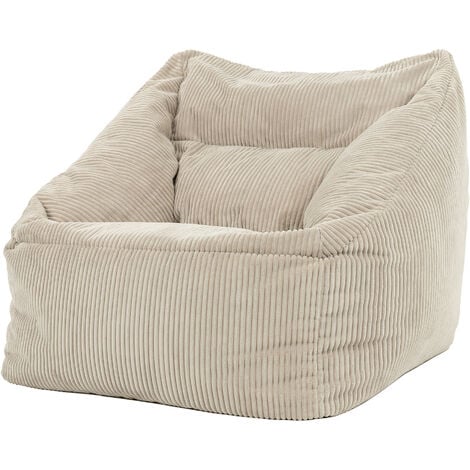 icon Pouf Fauteuil en Velours Côtelé Morgan, XXL Pouf Geant pour Salon, Pouf Poire Adultes, Beige Galet, OEKO-TEX