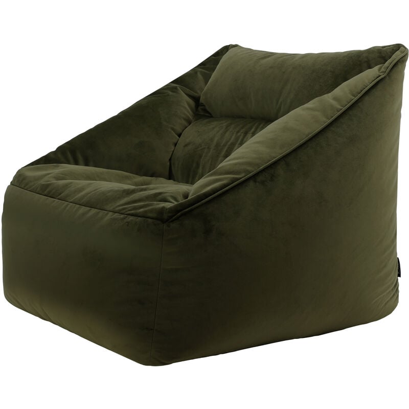 Pouf Fauteuil en Velours Natalia, xxl, Pouf de Salon Géant, Pouf Poire Adultes, Vert Olive - Icon