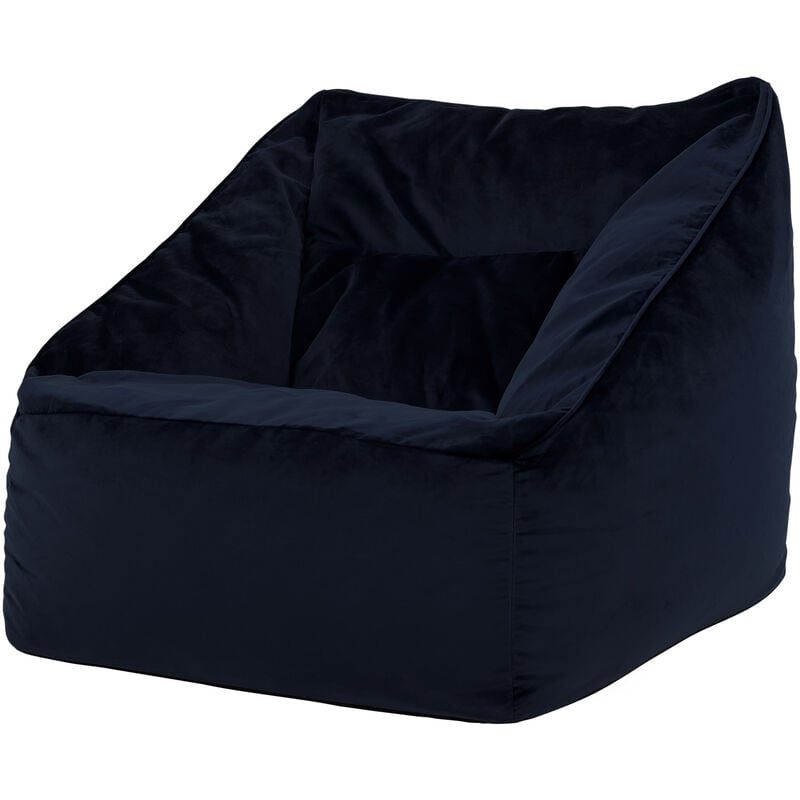 Pouf Fauteuil en Velours Natalia, xxl, Pouf de Salon Géant, Pouf Poire Adultes, Bleu Minuit - Icon