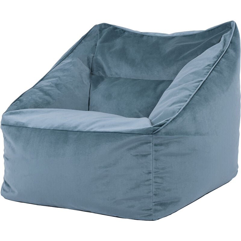 Pouf Fauteuil en Velours Natalia, xxl, Pouf de Salon Géant, Pouf Poire Adultes, Bleu Minéral - Icon