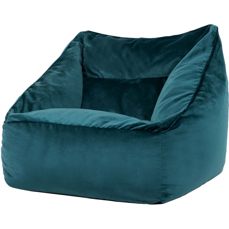 Pouf Fauteuil en Velours Natalia, xxl, Pouf de Salon Géant, Pouf Poire Adultes, Vert Sarcelle - Icon