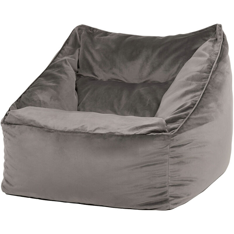 Pouf Fauteuil en Velours Natalia, xxl, Pouf de Salon Géant, Pouf Poire Adultes, Gris Anthracite - Icon