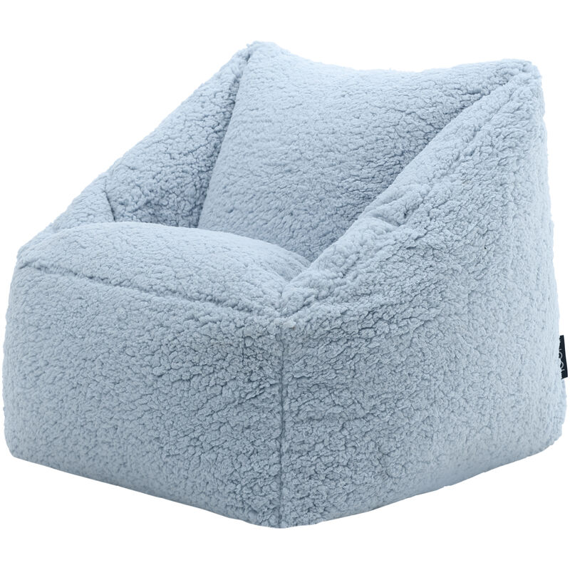 icon Pouf Fauteuil Enfant en Sherpa, Poufs de Chambre, Salon, Bleu Givré
