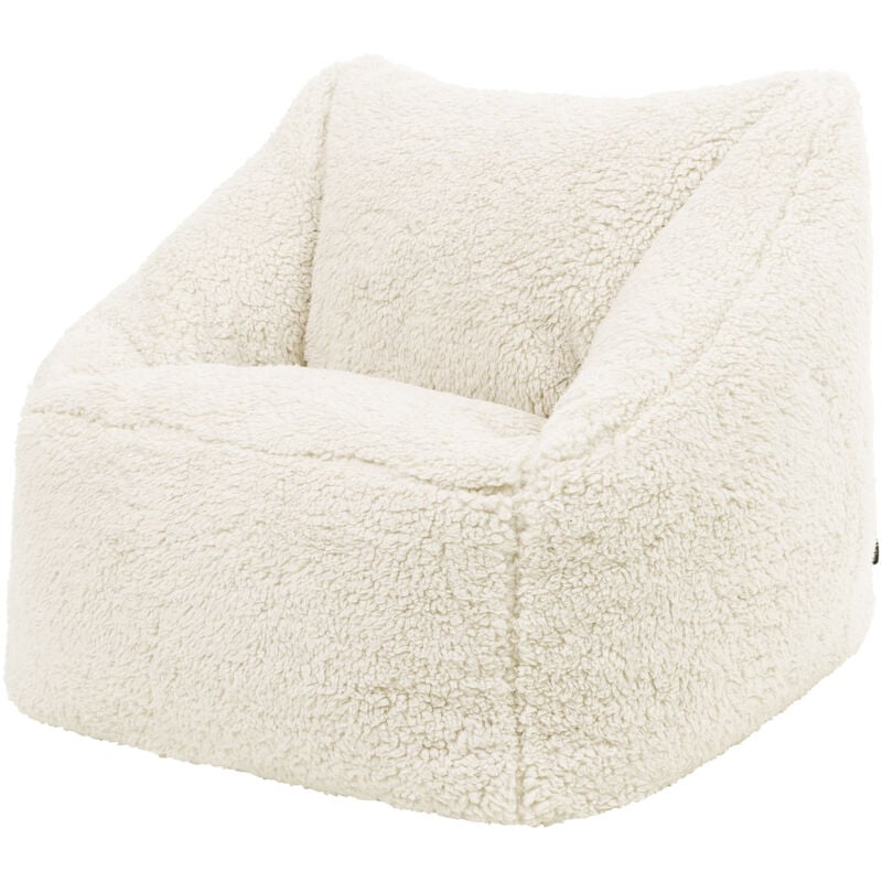 Pouf Fauteuil Enfant en Sherpa, Poufs de Chambre, Salon, Crème - Icon