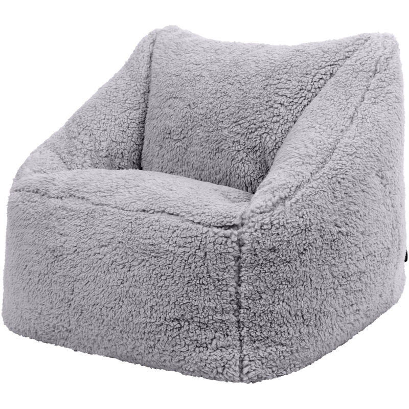 Pouf Fauteuil Enfant en Sherpa, Poufs de Chambre, Salon, Gris - Icon
