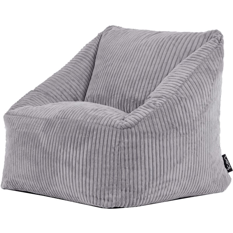 Pouf Fauteuil Enfant en Velours Côtelé Morgan, Poufs de Chambre, Salon, Gris, oeko-tex - Icon
