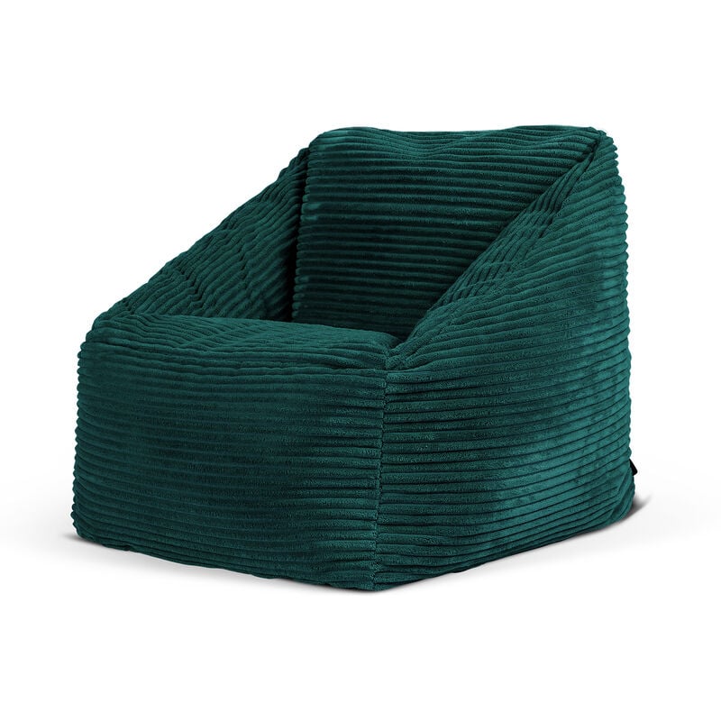Pouf Fauteuil Enfant en Velours Côtelé Morgan, Poufs de Chambre, Salon, Vert Sarcelle, oeko-tex - Icon