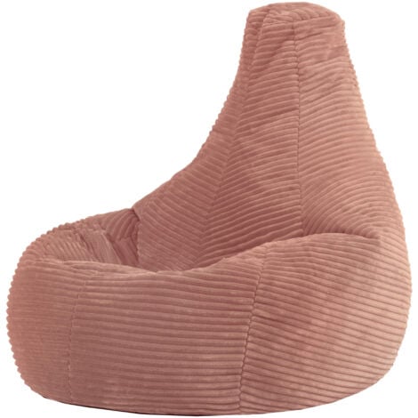 icon Pouf Fauteuil Velours Côtelé pour Enfants Dalton, Pouf de Chambre, Rose Aube, OEKO-TEX