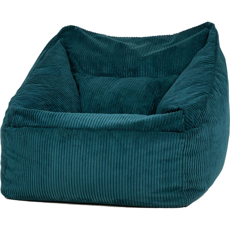 Pouf Fauteuil en Velours Côtelé Morgan, xxl Pouf Geant pour Salon, Pouf Poire Adultes, Vert Sarcelle, oeko-tex - Icon