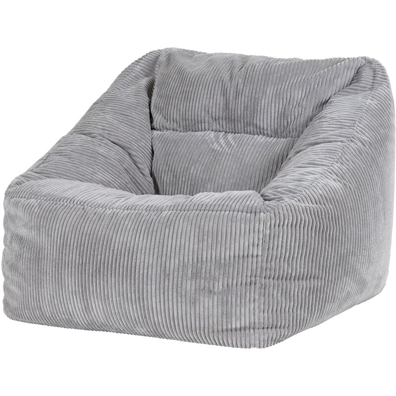 Pouf Fauteuil en Velours Côtelé Morgan, xxl Pouf Geant pour Salon, Pouf Poire Adultes, Gris, oeko-tex - Icon
