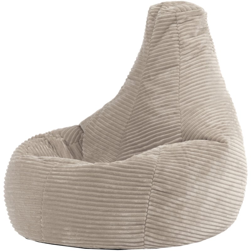 Pouf Fauteuil Velours Côtelé pour Enfants Dalton, Pouf de Chambre, Beige Galet, oeko-tex - Icon