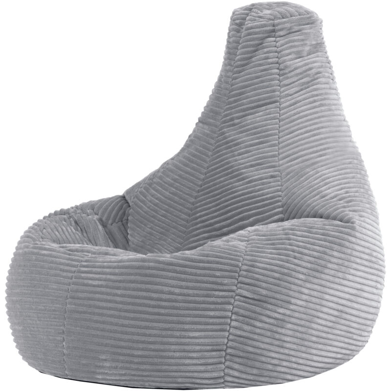 Pouf Fauteuil Velours Côtelé pour Enfants Dalton, Pouf de Chambre, Gris Clair, oeko-tex - Icon